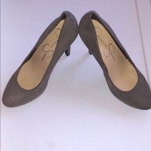 Jessica Simpson Suede Gray Heels